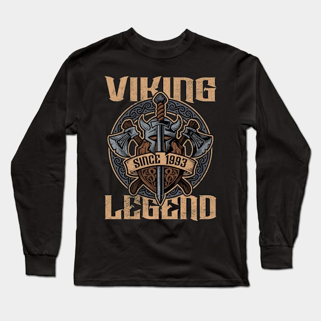 Viking Legend Since 1993 Birthday Norse Helmet Axe Long Sleeve T-Shirt by RadStar